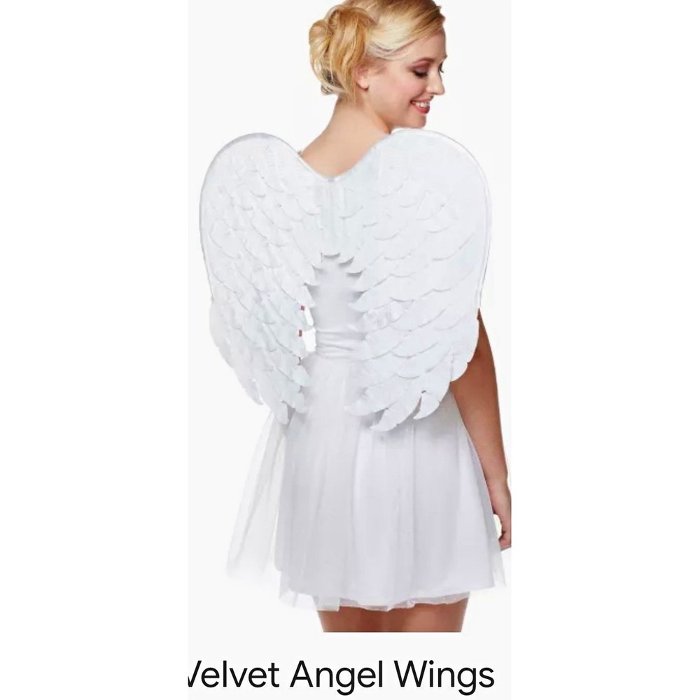 Halloween Spirt Angel Costume Velvet/Feather Wings, Tutu, Satin Corset, Headband
